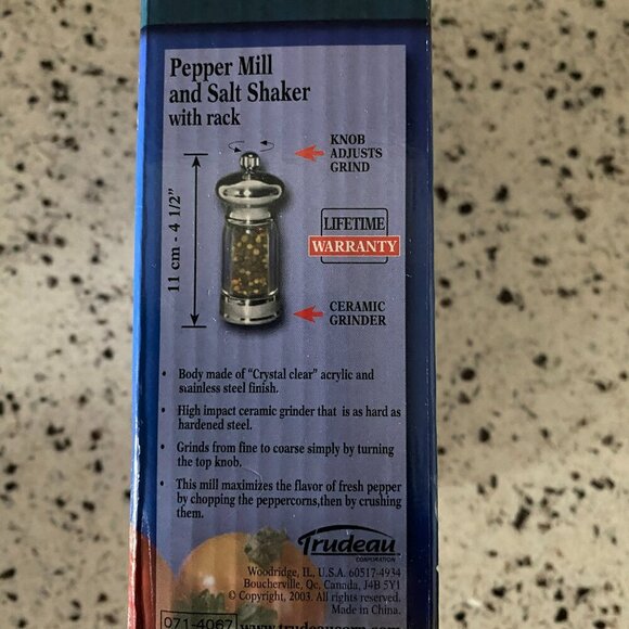 Trudeau Mini-Evolution Pepper Mill and Salt Shaker with Rack - Picture 3 of 5